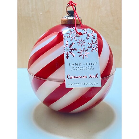 Red & White Sand + Fog Cinnamon Noel Candle Ornament With Essential Oils - Picture 2 of 7